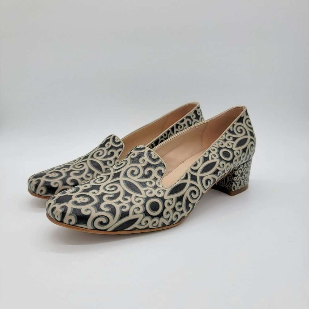 Goby Heels Womens Size 39 Black Beige Block Heel